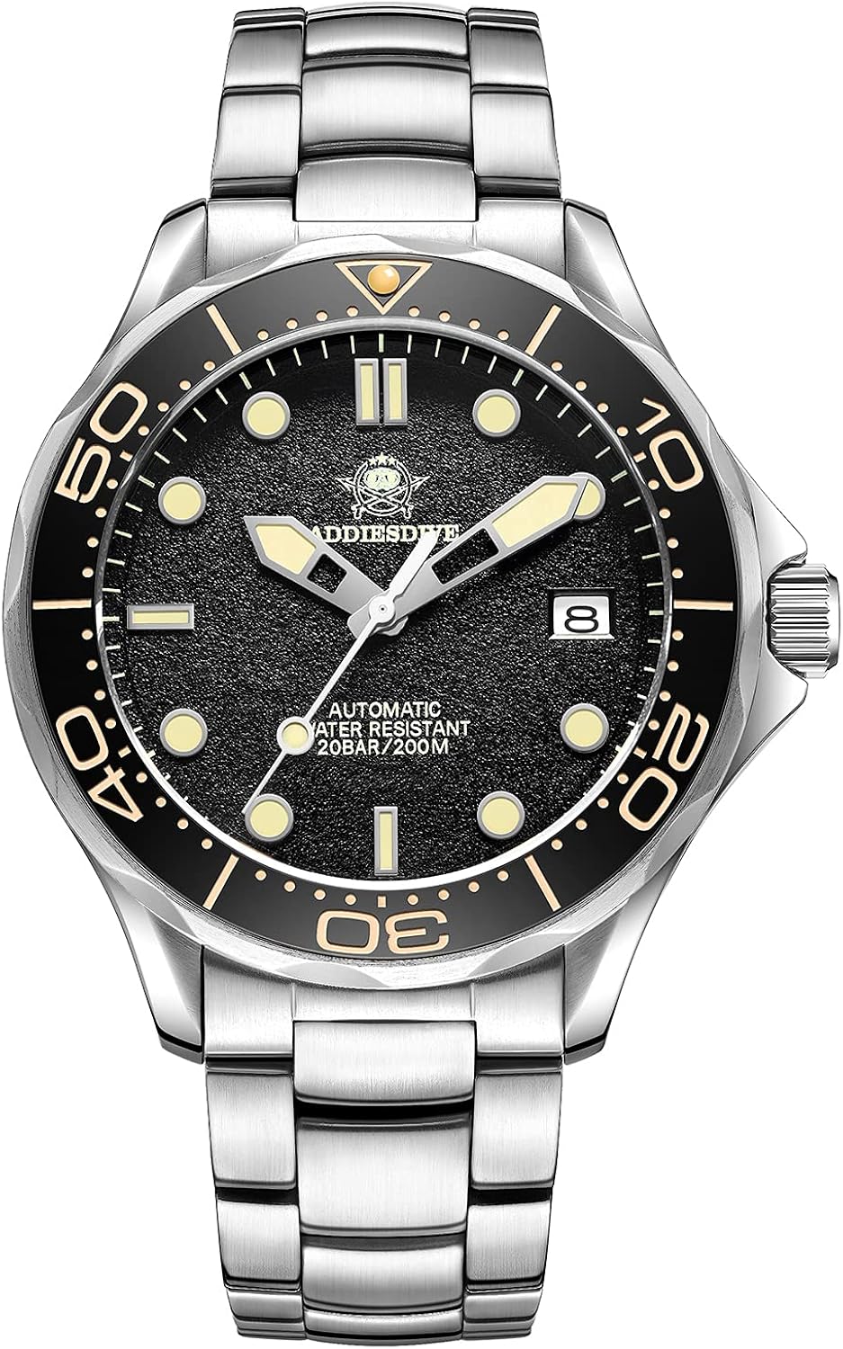 ADDIESDIVE Uomo Orologio Automatico Diver 46.6MM 3D Quadrante Strutturato Nero ADDIESDIVE Uomo Orologio Automatico Diver 46.6MM 3D Quadrante Strutturato Nero