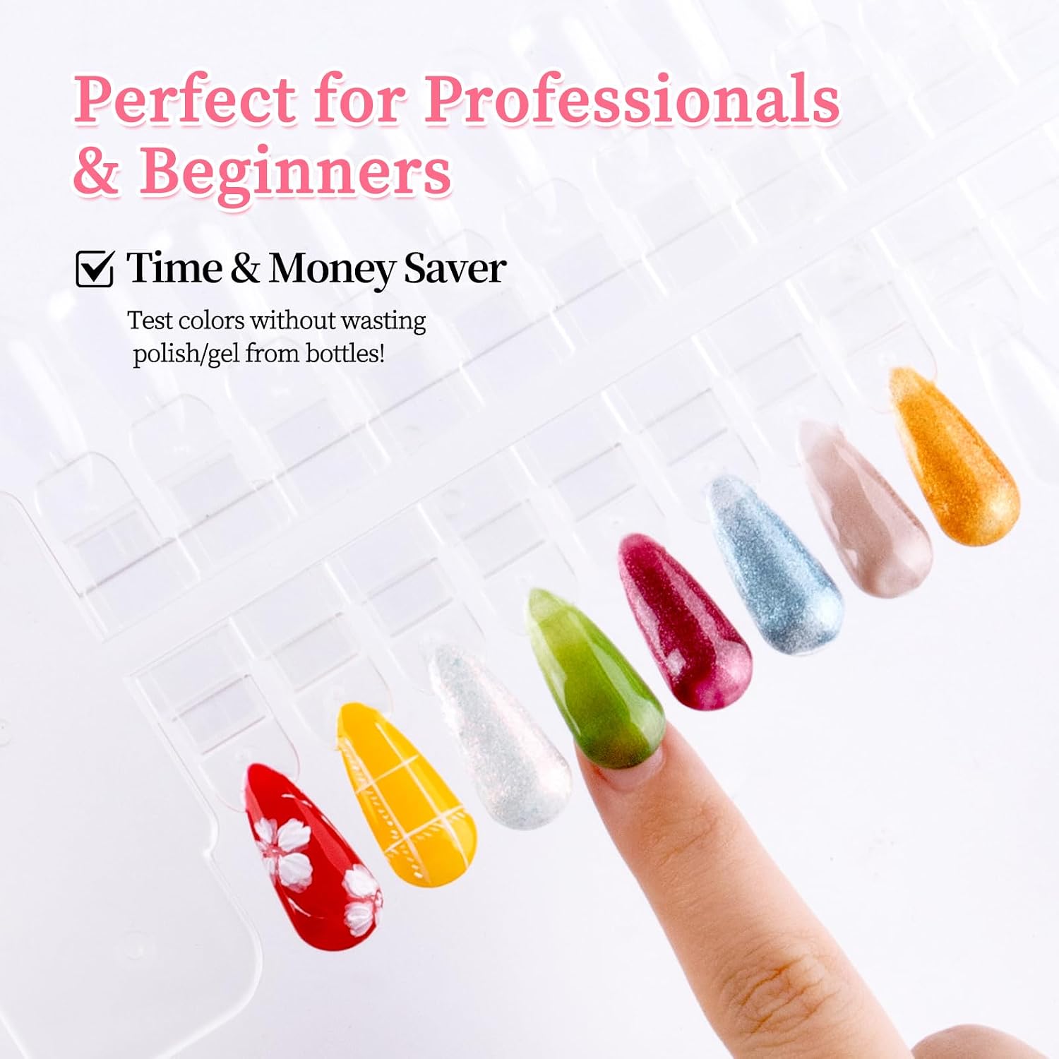 BQAN Nail Swatch 72 Pcs Clear, Double Layer Display Tips with Numbers