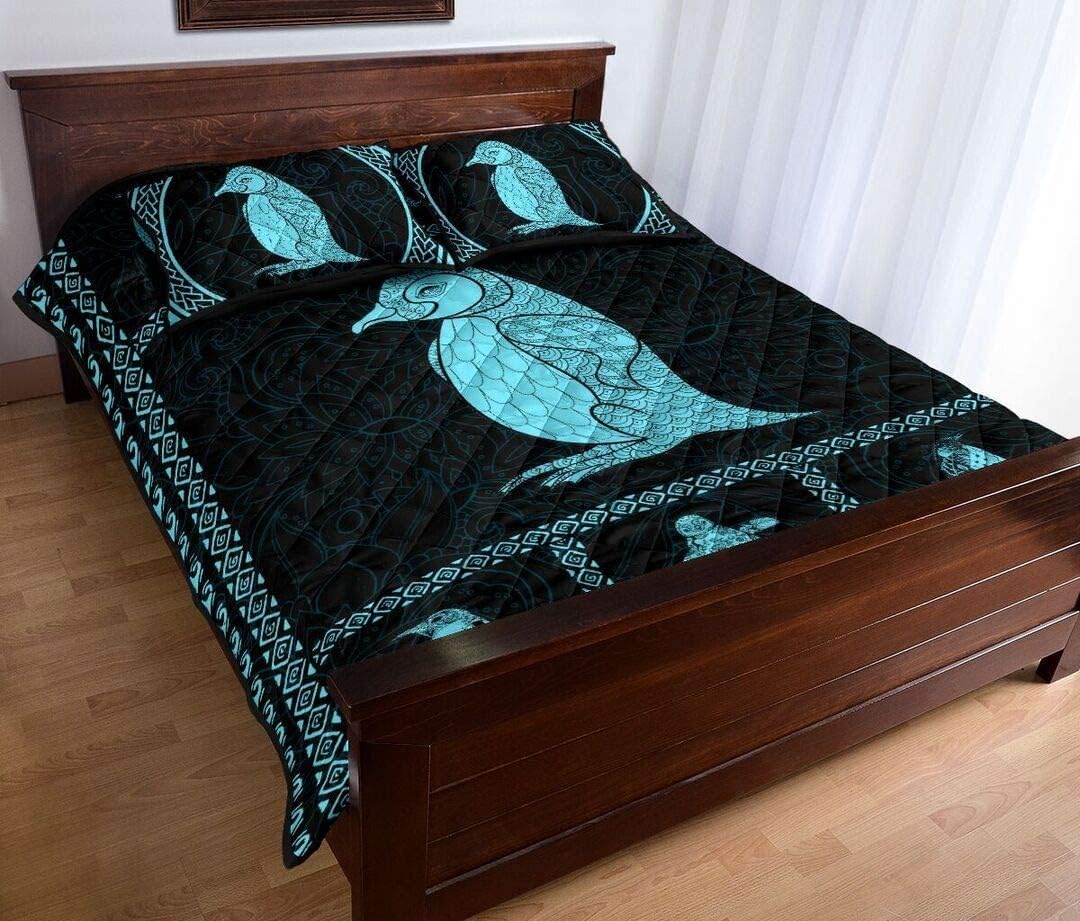 Personalized Penguin Blue Quilt Sets King Queen Twin Throw Size Quilt Set Birthday for Kids Son Daughter from Mom Mother Dad Daddy Grandpa