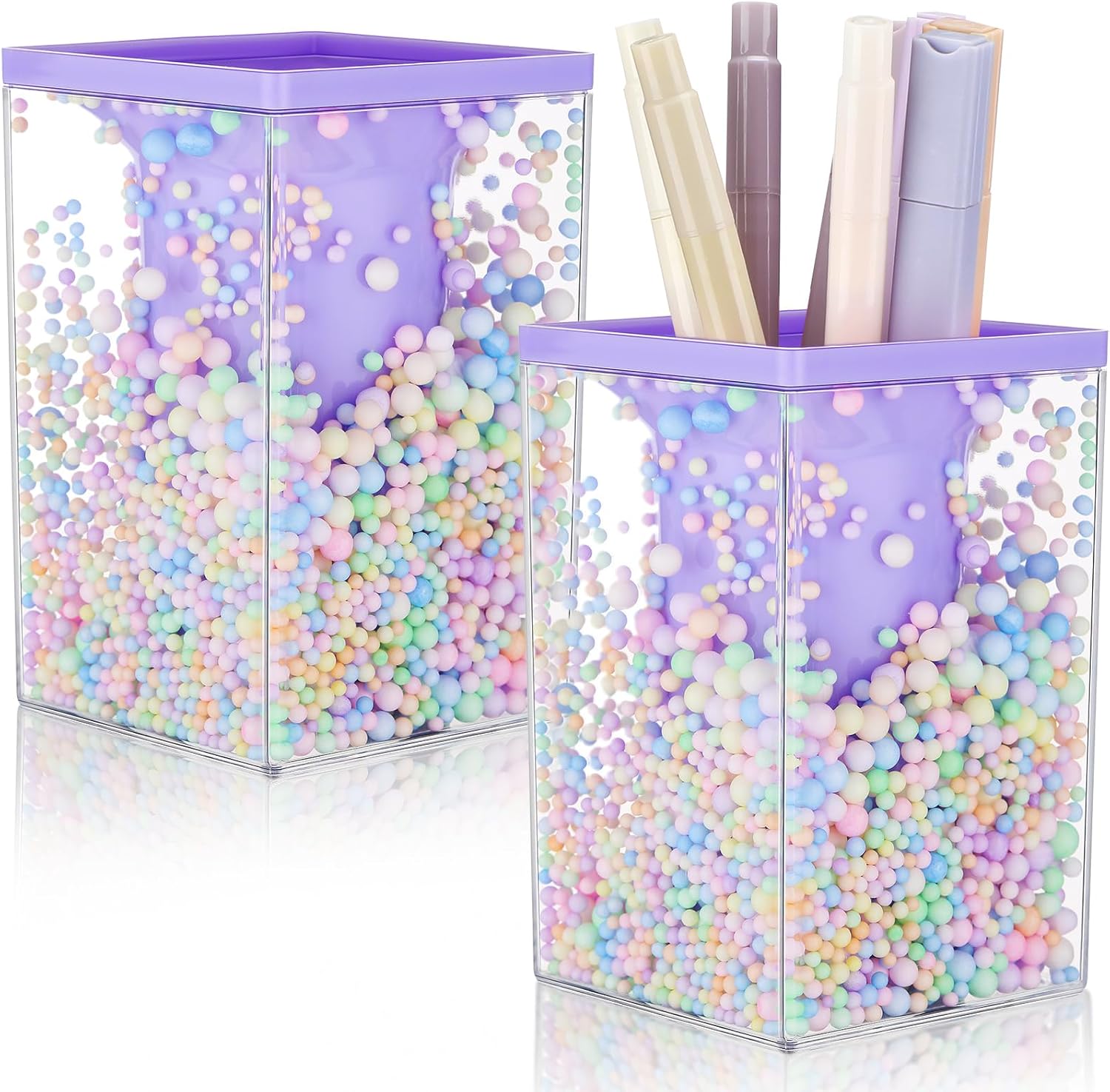 Zonon 2 Pcs Bubble Pen Holder Kawaii Pencil Desk Organizer,Purple