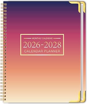 Monthly Calendar Planner 2026-2028, 3 Years Organizer, 9" x 11"