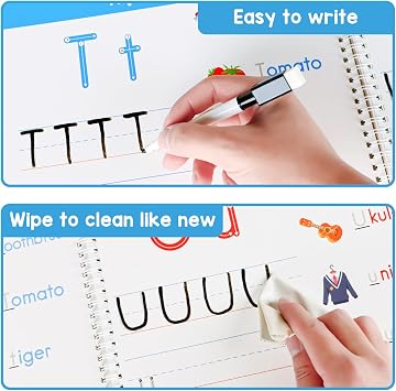 Preschool Learning Activities Educational Workbook, Learn to Write Alphabet Practice Book, Tracing Letter Number Colors Shapes Autism Learning Materials, Great for Kindergarten Preschool Classroom.