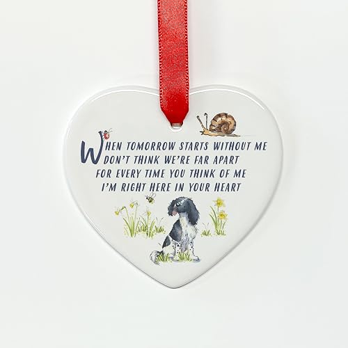 Image Industry Springer Spaniel - Corazón de cerámica con texto en inglés "When Tomorrow Starts" en blanco…