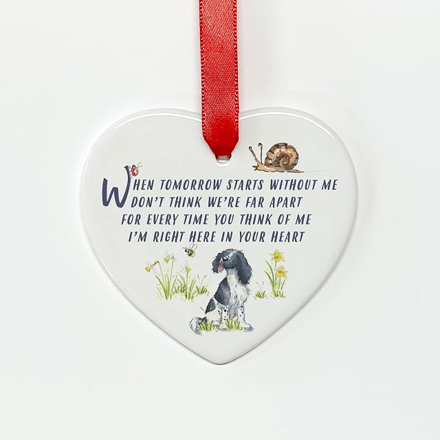 Image Industry Springer Spaniel - Corazón de cerámica con texto en inglés "When Tomorrow Starts" en blanco…