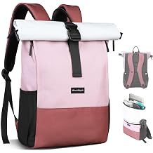 hk Roll Top Backpack, 15-18L Expandable Laptop Backpack Womens Fits17 Inch | Water-Resistant Spiral Backpack, Lightweight Travel Backpack, School Bag for Camping, College, Daily Carry, Overnight