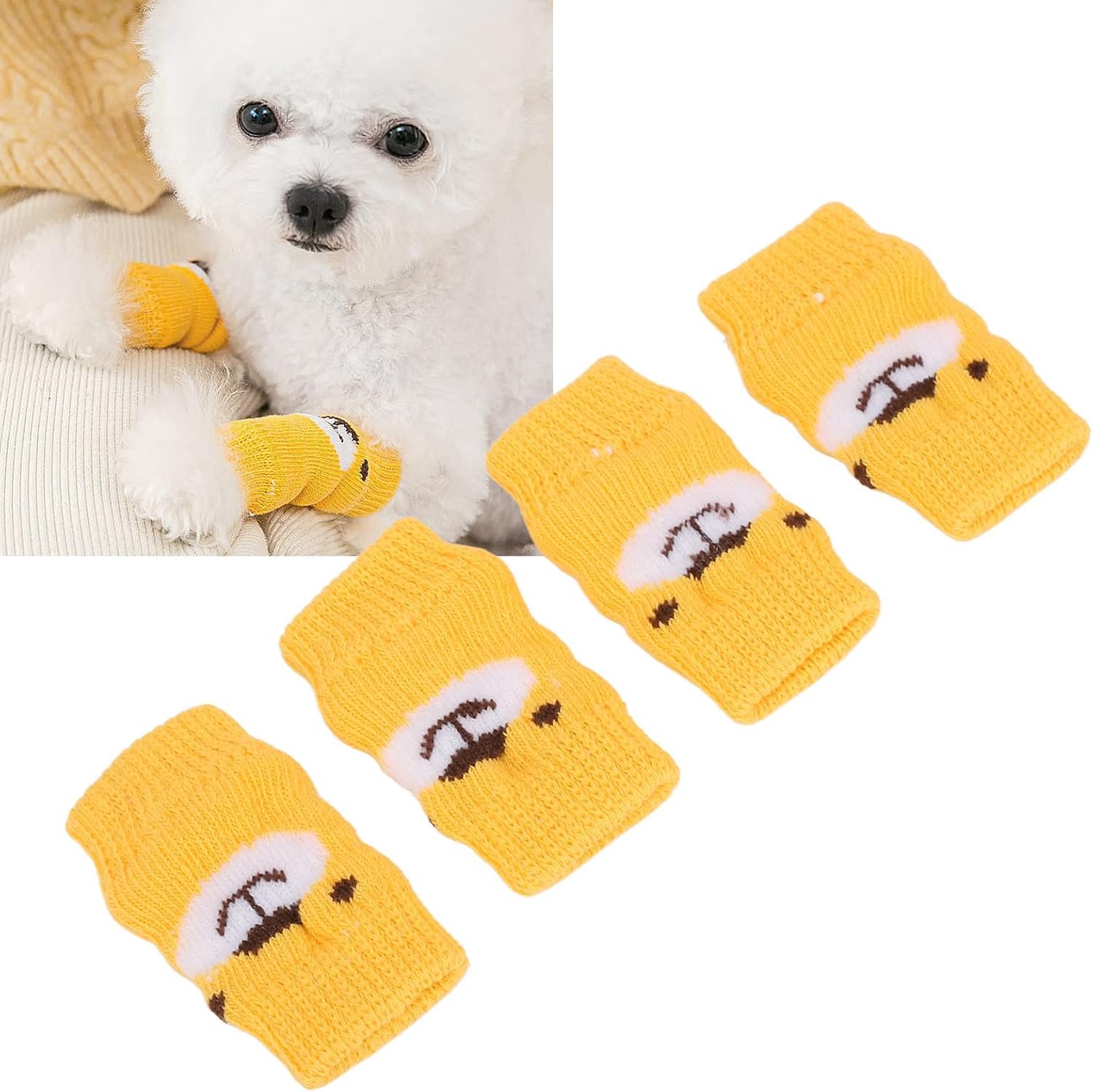 Zerodis 4pcs Pet Dog Elbow Protector, Elbow Support Wrap Pet Leg Warmers for Dogs Cats Knitted Dog Elbow Sleeve Leg Support Wrap Protectors S