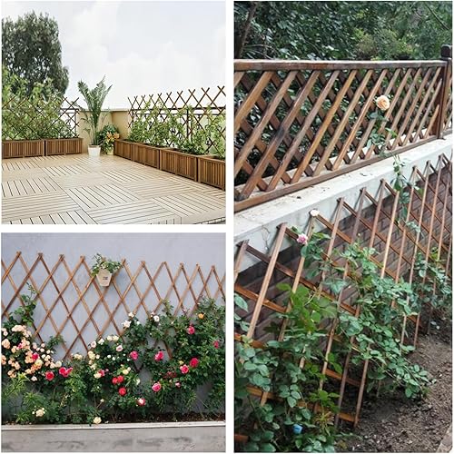 Miniatura 7 de Enrejado de jardín expandible, 38 x 89 pulgadas, panel de pared grande de celosía de madera, enrejado para plantas trepadoras, hiedra, vid, rosa,