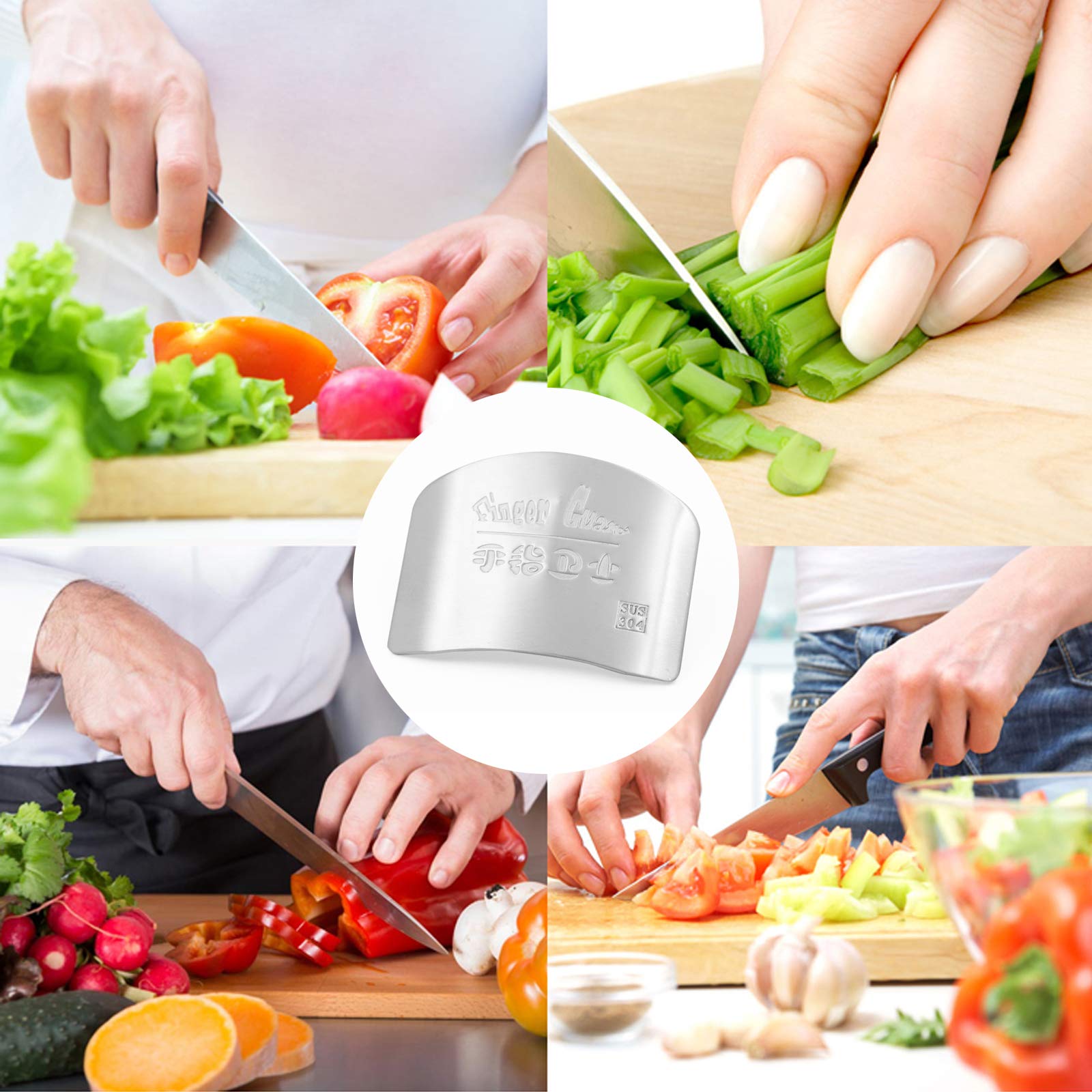 Protege Doigt Cuisine, 2 Pcs Protège-Doigts en acier inoxydable 304 pour éviter de vous blesser lors de la découpe des aliments
