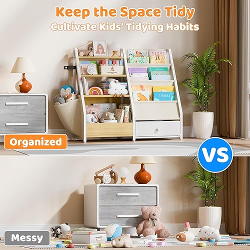 Miniatura 7 de Estantería para niños y almacenamiento de juguetes, estante para libros para habitaciones de niños, estantería para bebés para guardería,