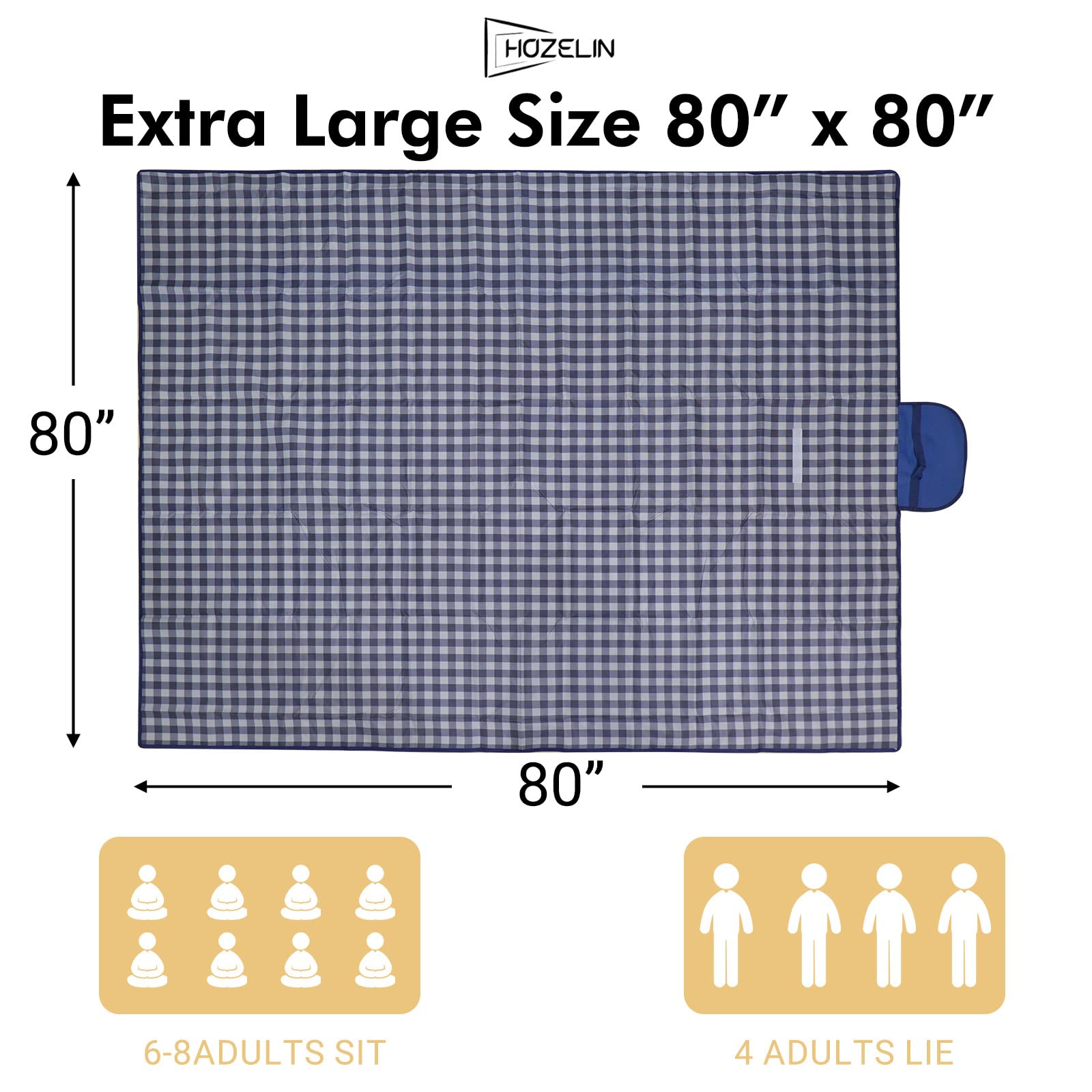 Couverture de pique-nique imperméable et portable extra large, tapis d'extérieur pliable et anti-sable pour la plage, le camping, les fêtes sur l'herbe, la randonnée, les voyages – Grande