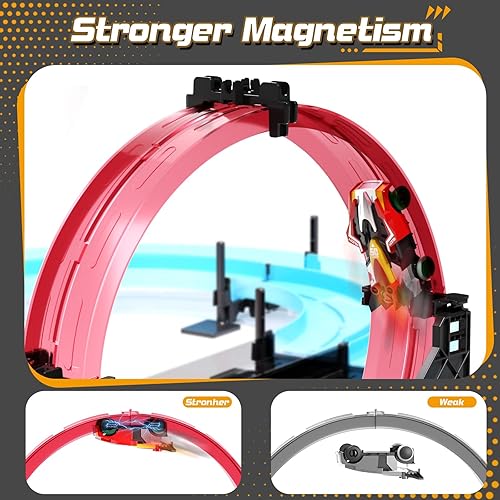 Miniatura 4 de AIQI Juegos de pista de carreras de coches de ranura para niños, pista de paso elevado circular eléctrica de alta velocidad, juguete de control