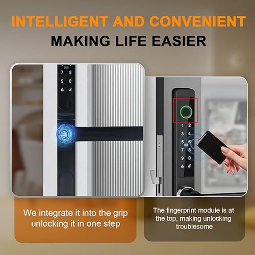 Miniatura 4 de Cerradura inteligente para puerta corredera, entrada sin llave, cerradura de puerta corrediza con código de huellas dactilares, tarjeta IC, teclado