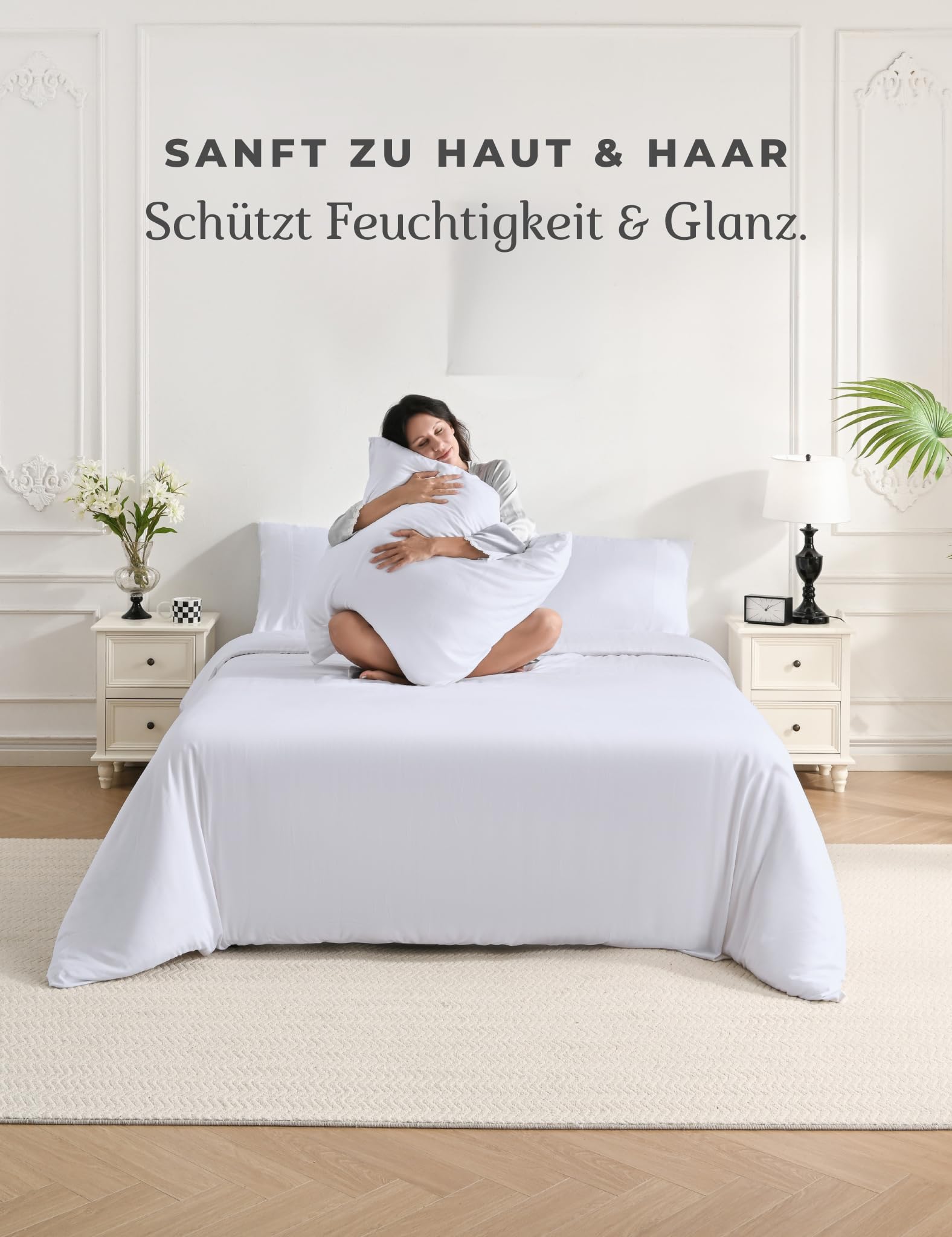 Spannbettlaken 200x200, Weiß, Bambus, für Höhe Matratzen bis 35CM, Seiden Weiches, Kühlendes, Hypoallergen, Allergiker Spannbetttuch