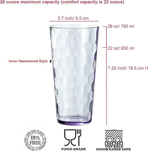 Miniatura 2 de KOXIN-KARLU Mixed Drinkware - Vasos de plástico de 26 onzas, vasos de agua acrílicos, juego de 6 unidades, color morado