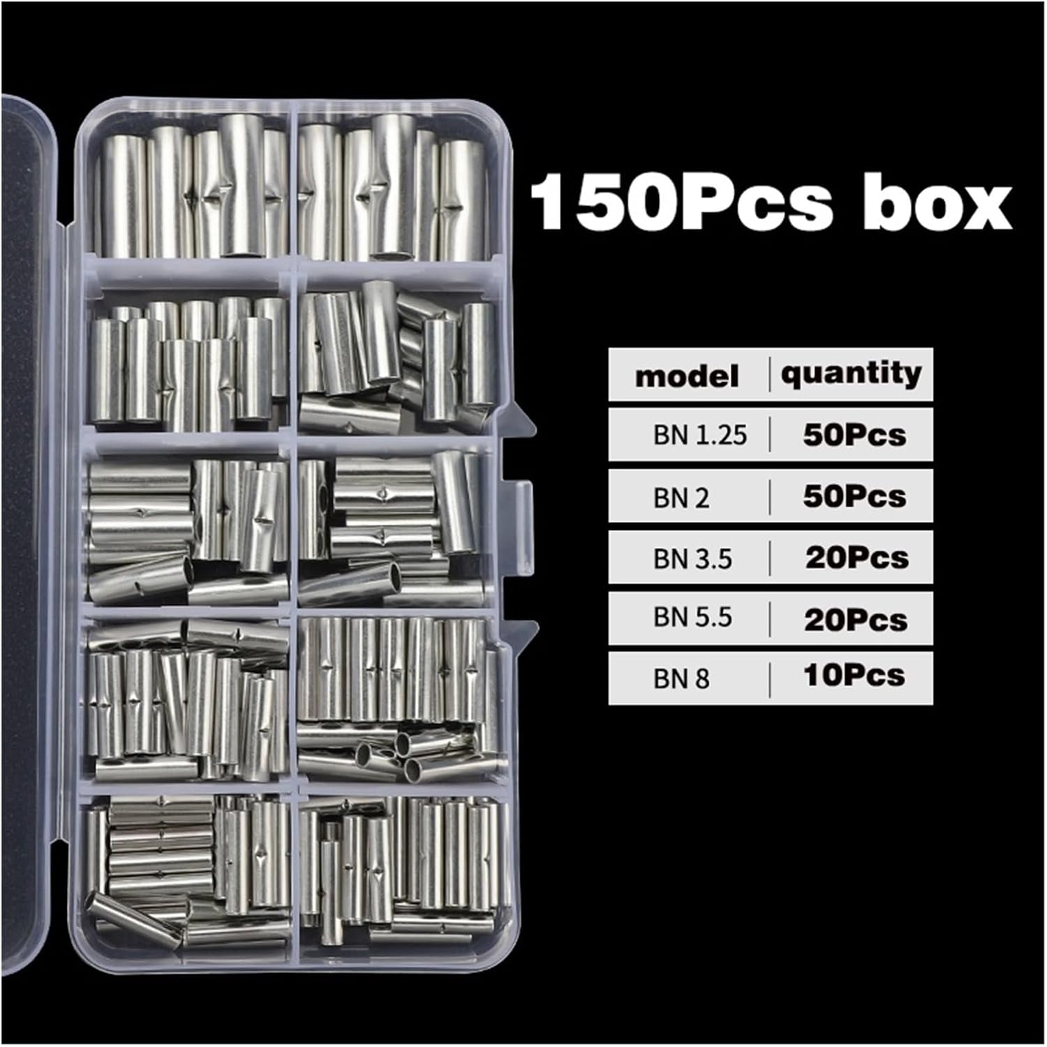 Non Insulated Butt Connectors 20/50Pcs Copper Tinned Electric Wire Connector Crimp Terminal(Box Packed (150Pcs))