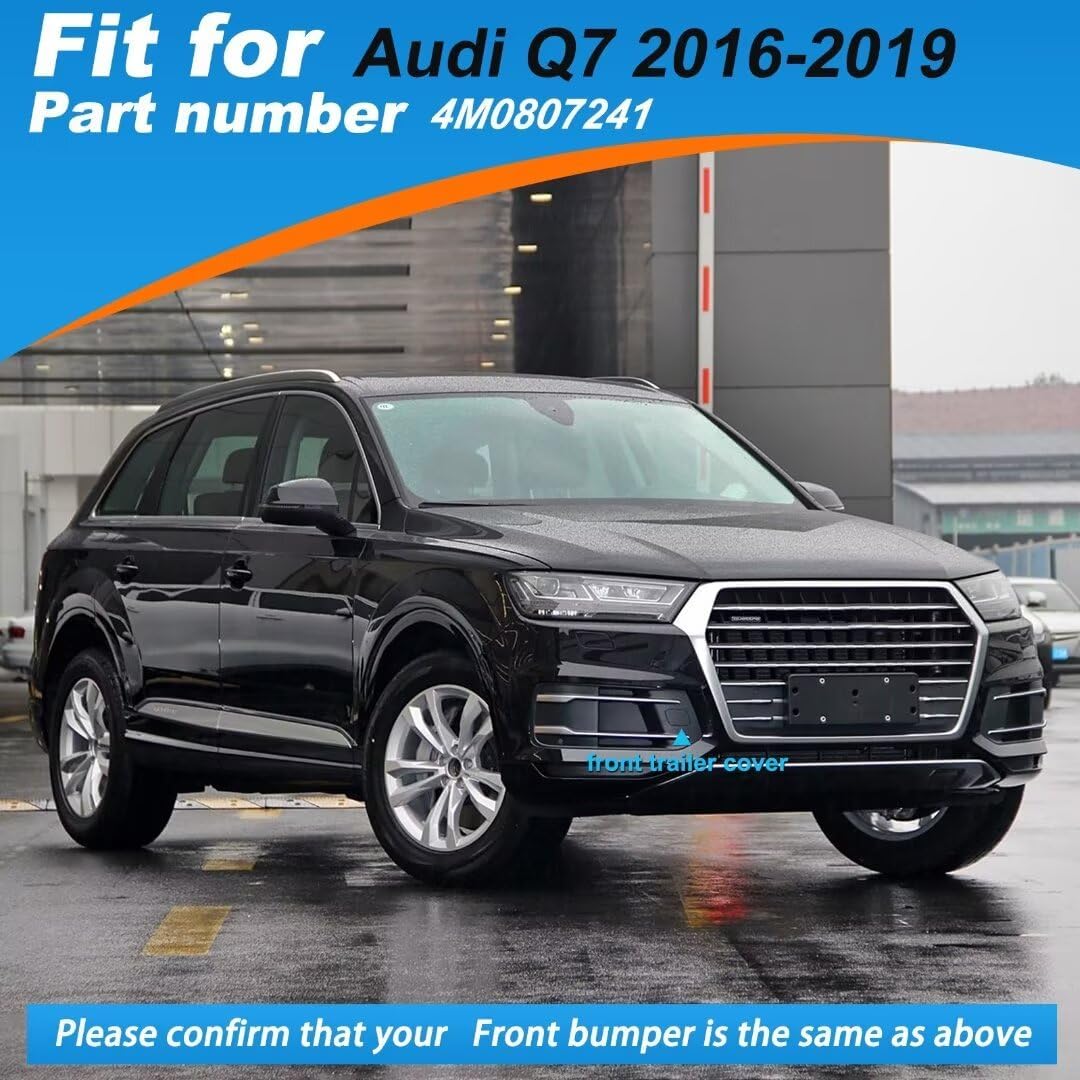 Car Front Right Bumper Tow Hook Cover for Audi Q7 2016 2017 2018 2019 Towing Eye Cap Trailer Cover 4M0807241 (Matte Black, Right Passenger Side)
