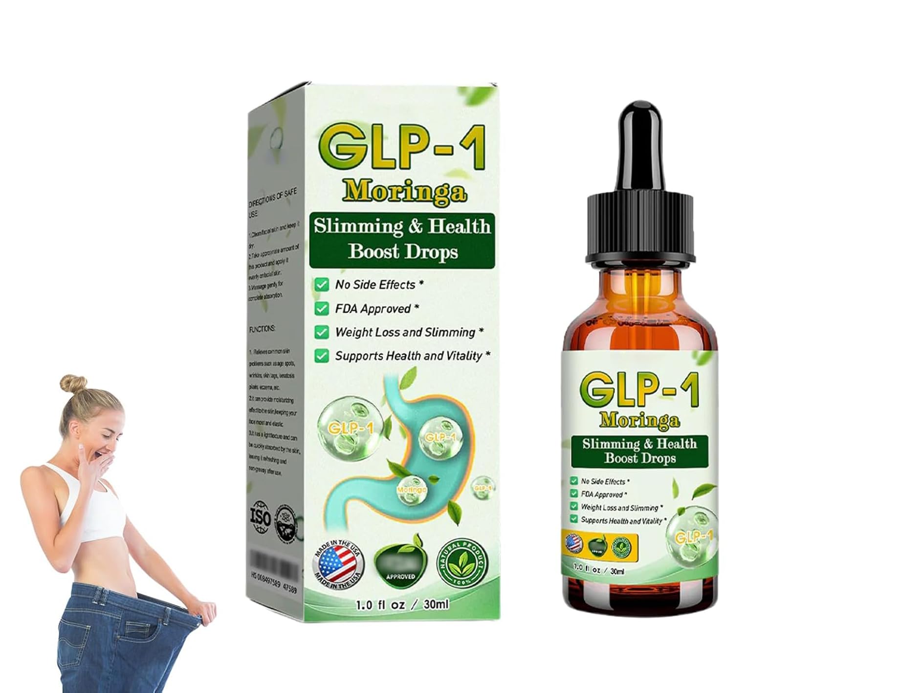 Natural Advanced Body Care Liquids Drop, Organic Moringa GLP-1, Gut & Digestive Immune & Energy Support. (1)