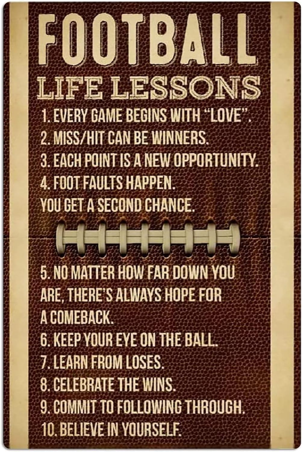 Kwqdozf Tin Sign-2 8X12 Inch Football Life Lessons Vintage Metal Aluminum Tin Sign Door Signs