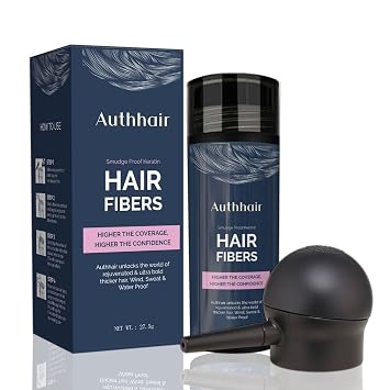 Hair Fibers for Thinning Areas With Spray Applicator Pump Nozzle - Undetectable Natural Formula for Thicker Fuller Hair in 15 Seconds - Conceals Balding for Men Women, 0.97Oz Light Brown