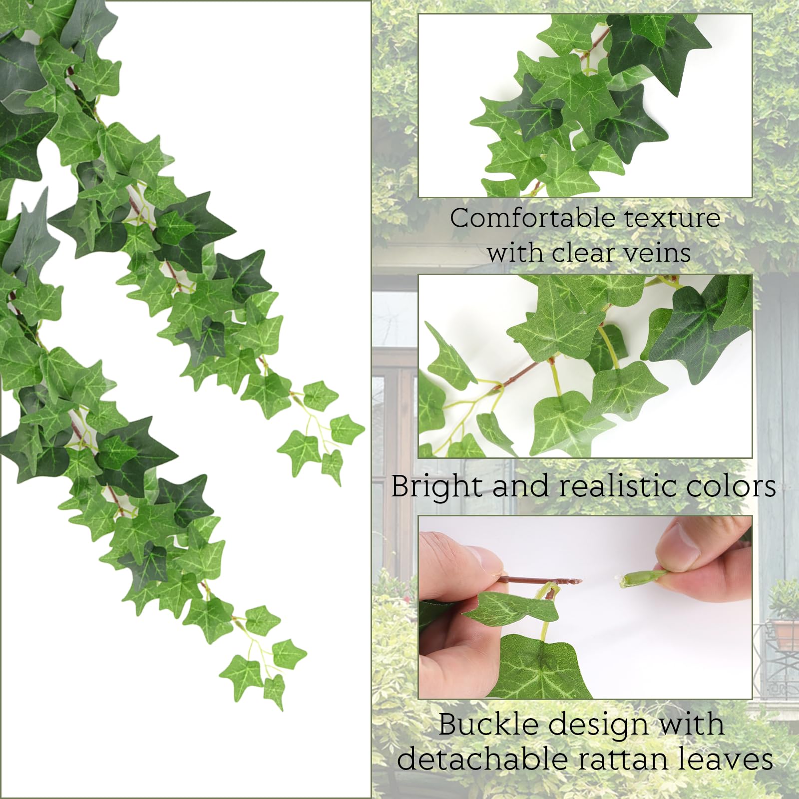 Avoik Ivy Kunstslinger, 2 stuks, 1,8 m, kunstplanten, hangende klimopslinger, kunstklimop, klimop, klimop, hangende plant, slinger, wijnstok voor bruiloft, feest, balkon, tuin, kamer, decoraties