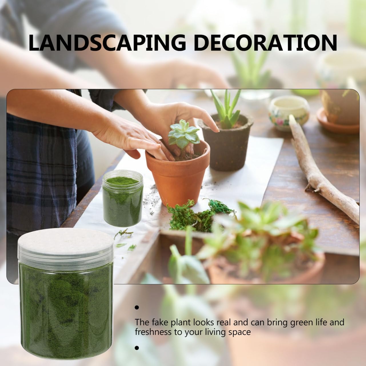 Realistic Fake Moss Lawn Powder for DIY Decor Versatile Simulation Plant for Garden Home Office and Events Easy to Use Bottle Packaging Bright Green