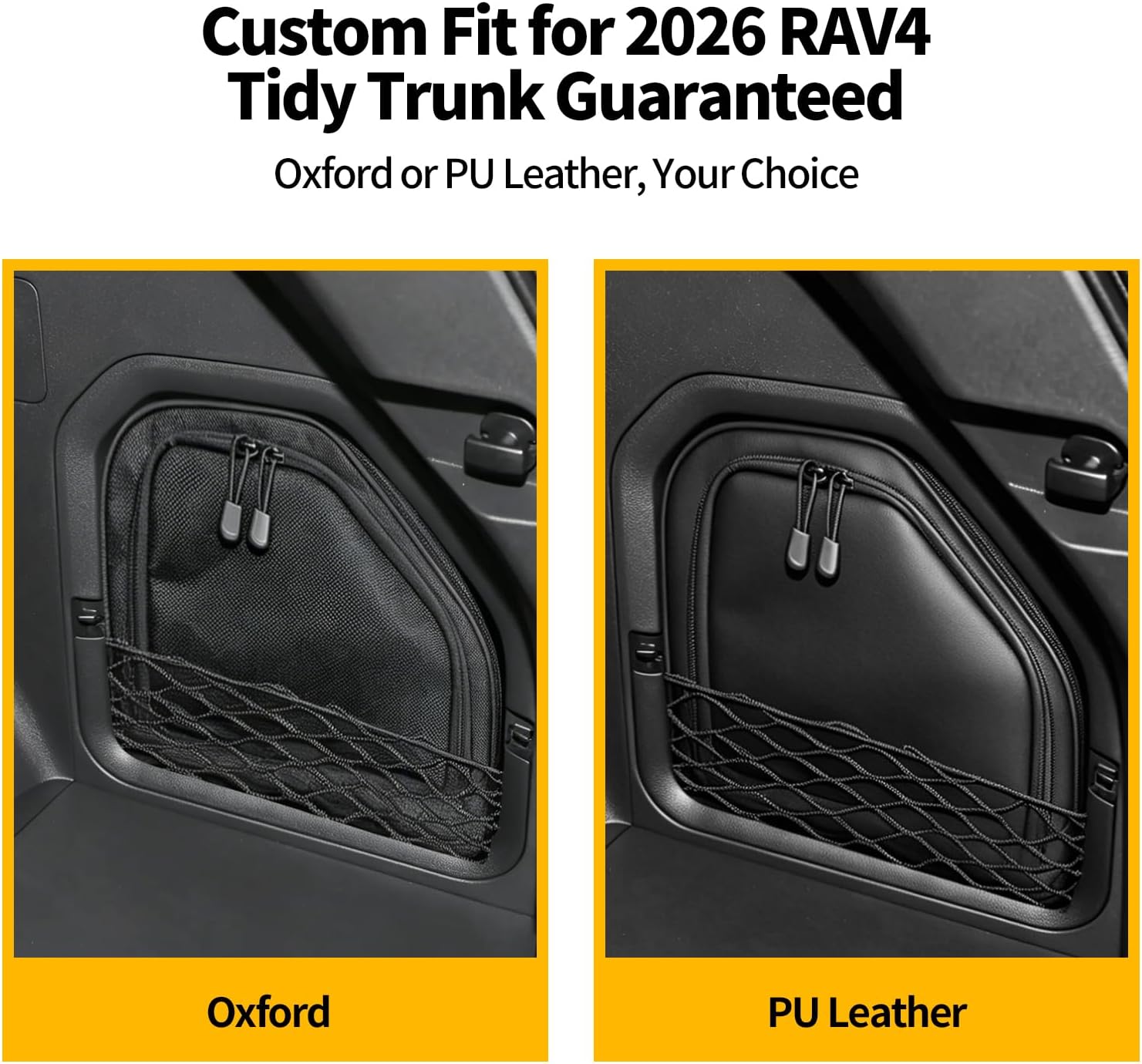Upgrade Trunk Organizer Pocket Bag for New 2026+ Toyota RAV4 Accessories, Scratch-Resistant Oxford Cloth Trunk Cubby Storage Bag, Black Cargo Side Pocket Organizer (Oxford fabric)