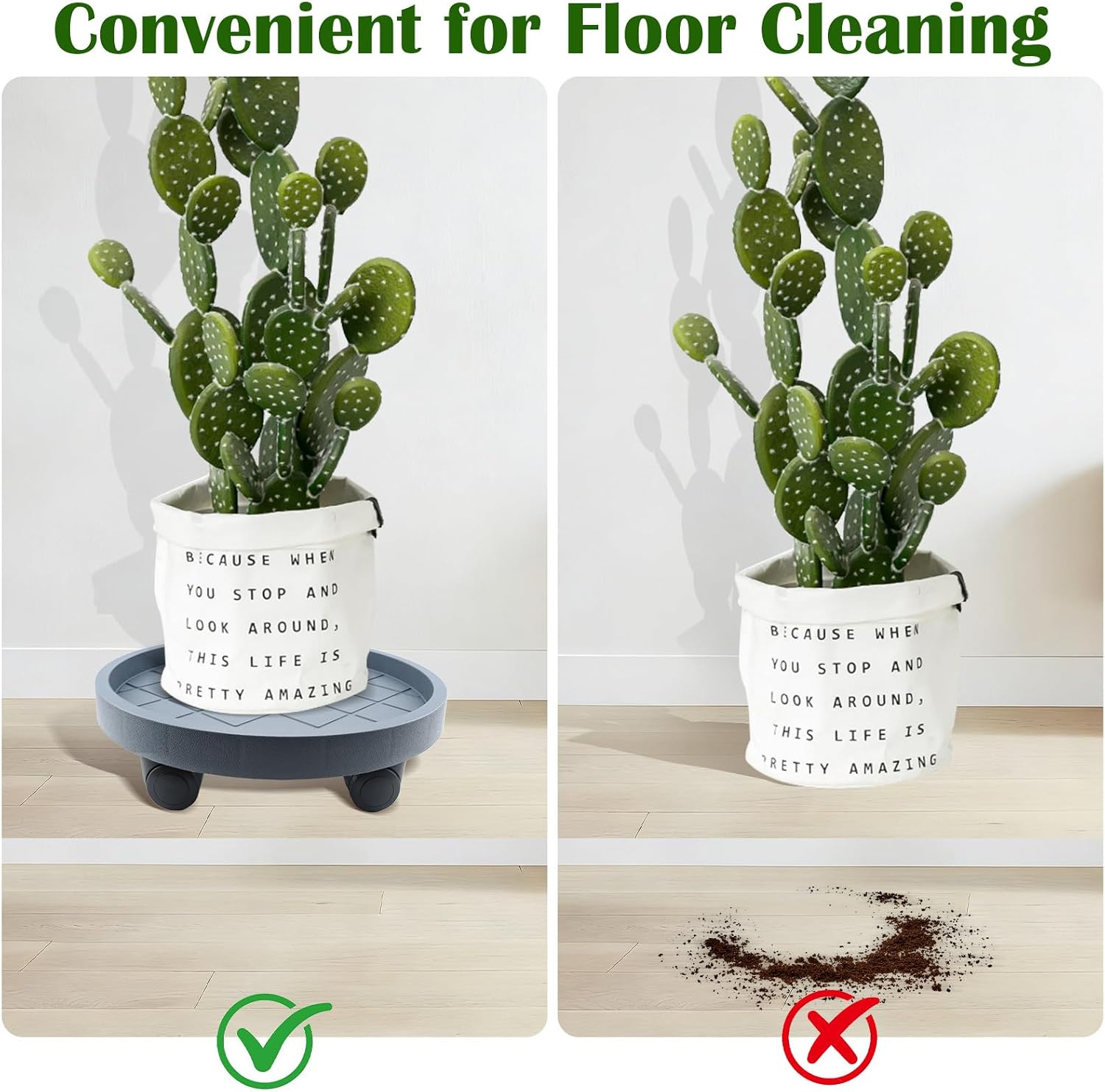 K KASONIC 12 Inch Plant Caddy with Wheels, 220LBS Capacity Rolling Plant Stand Dolly, 2 Pack Round Planter Saucer Mover Base Tray for Indoor Outdoor Potted Plants, Includes 5M Tearable Plant Ties