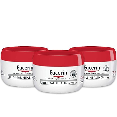 Eucerin Crema curativa original crema corporal sin fragancias para piel seca tarro de 4 onzas paquete de 3