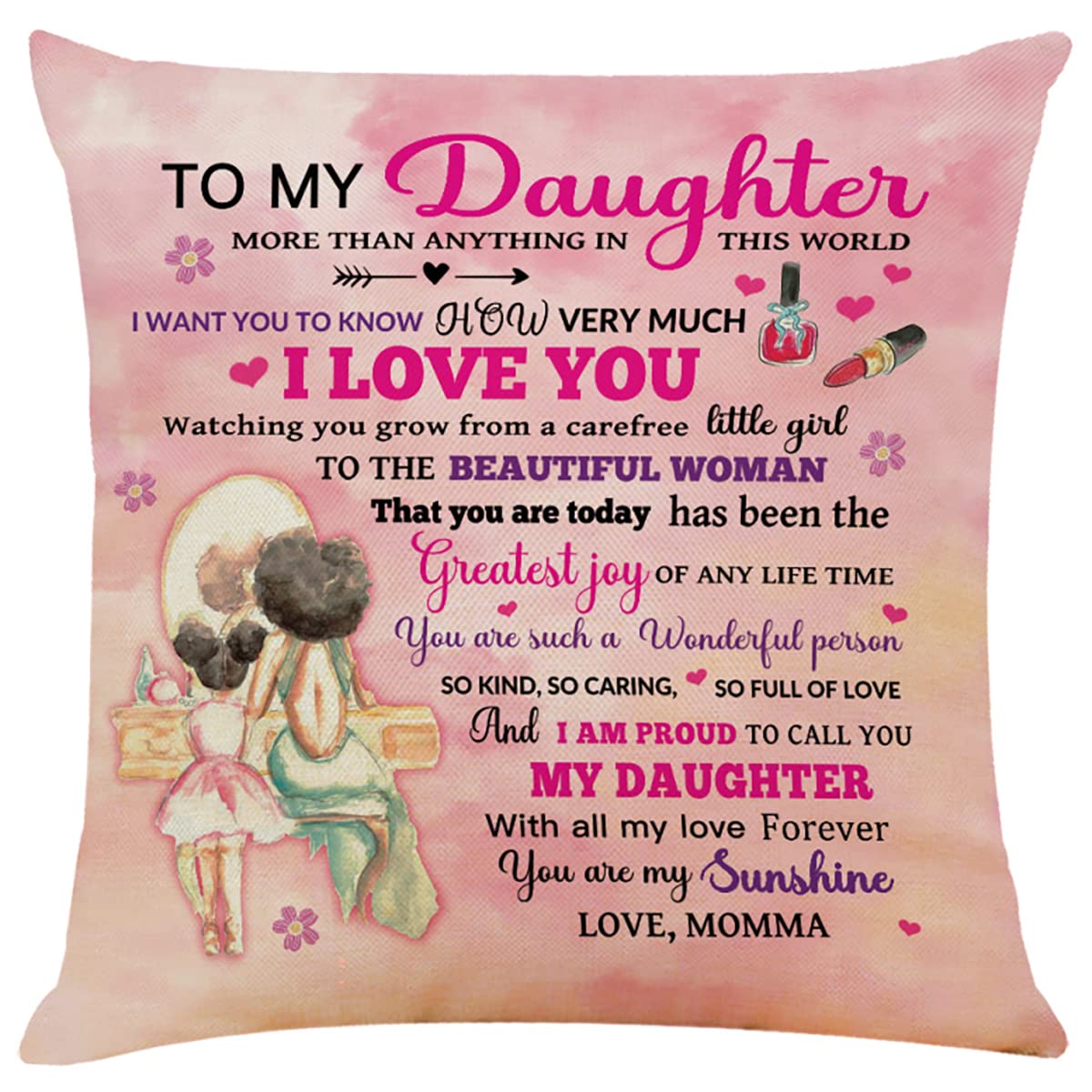 Amazon.com: Gifts for Daughter Throw Pillow Covers,You are My Sunshine  Pillowcase Cushion Case for Sofa Bed Couch Bedroom, Daughter Birthday Gift  Ideas from Mom, Present for Daughter Christmas Graduation : Home &