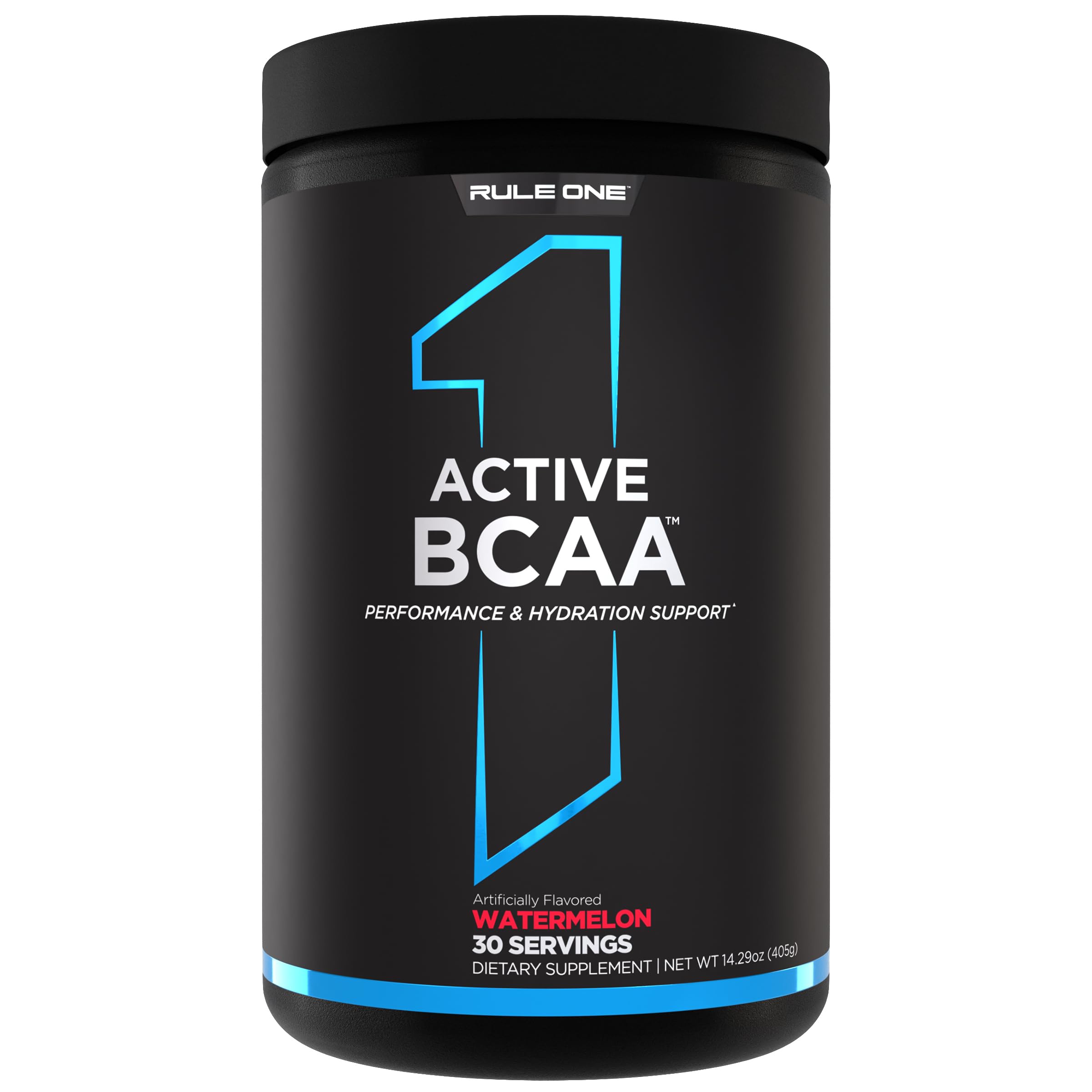Rule 1 Active BCAA - Performance, Hydration, and Recovery Support with 5g BCAAs + Electrolytes, L-Glutamine, and Citrulline (30 Servings, Watermelon)