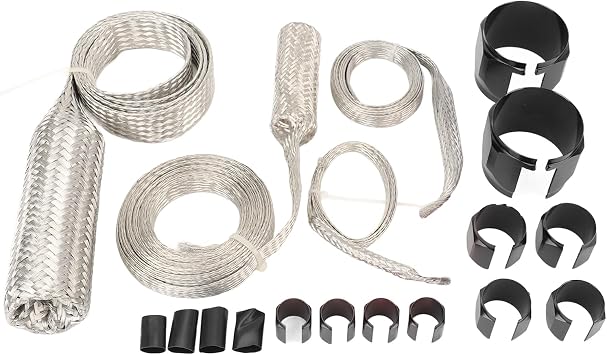 Stainless Steel Hose Cover Kit, Heat Universal Radiator Hose Sleeving Set, Universal Hose Dress Up Kit for Vehicle Black