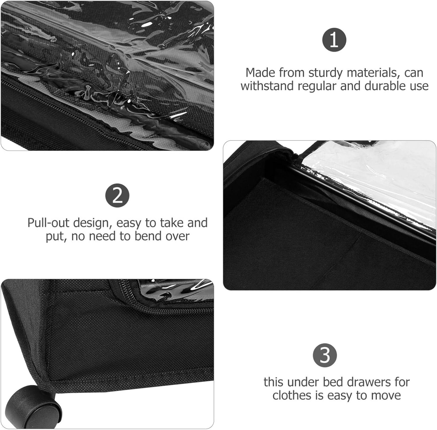 Angoily Bed Storage Container Wheels Pull-out Clothes Organizer for Bedroom Pet Toys and Shoes Space-saving Design for Tidy and Spacious Rooms