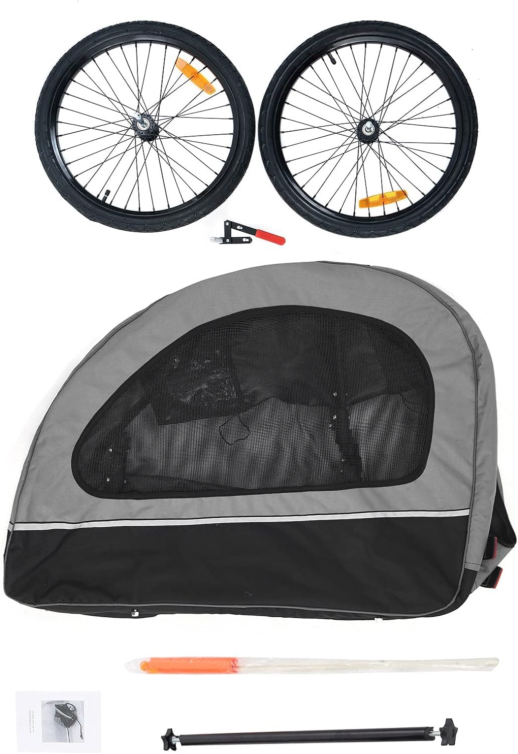 Sepnine Pets L Hundeanhänger für Fahrrad,Fahrradanhänger Hunde,Mit Reflektor und Bremse,600D Oxford Canvas Geschützt vor Regen,Maximale Belastung 40kg