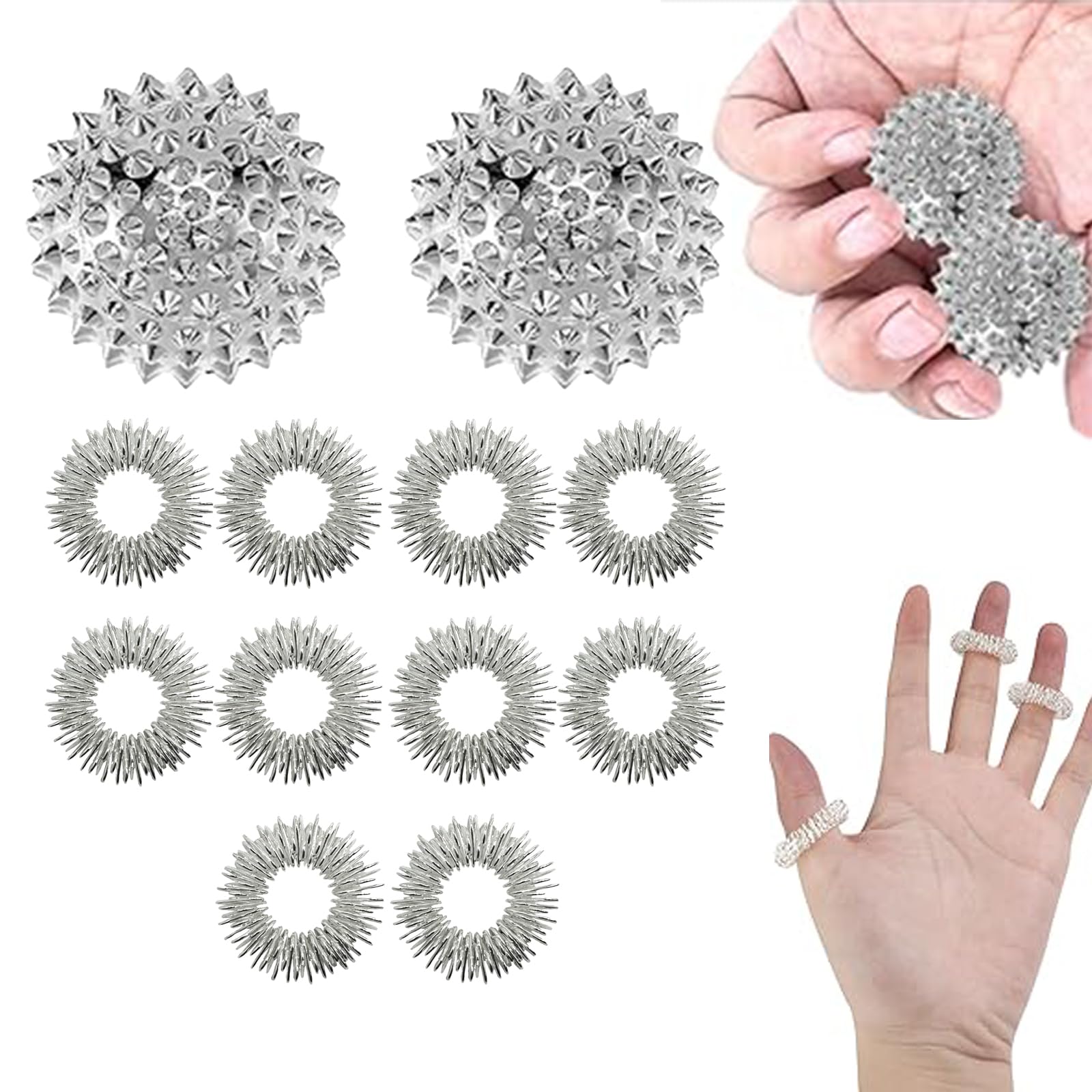 Set De 3 Boules D’acupression Skills Borderline – Picots Métal Antidérapants, Anti-stress, Massage Trigger Points, Portable