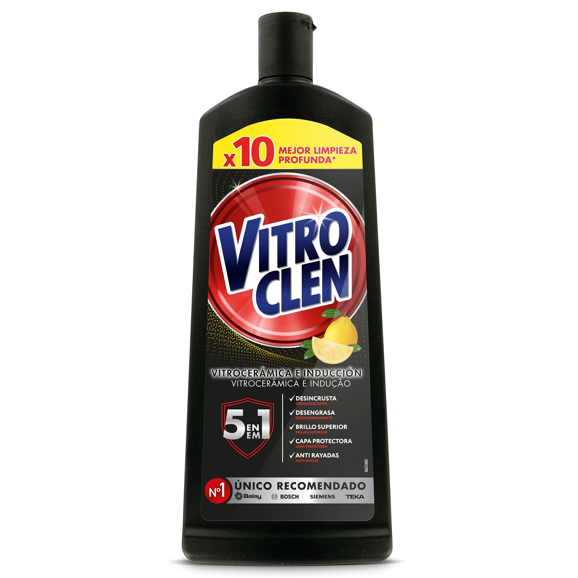 Vitroclen Limpiador Vitrocerámica e Inducción, en Crema, Desincrusta, Desengrasa y Da Brillo, Aroma Limón, 450 ml con descuento