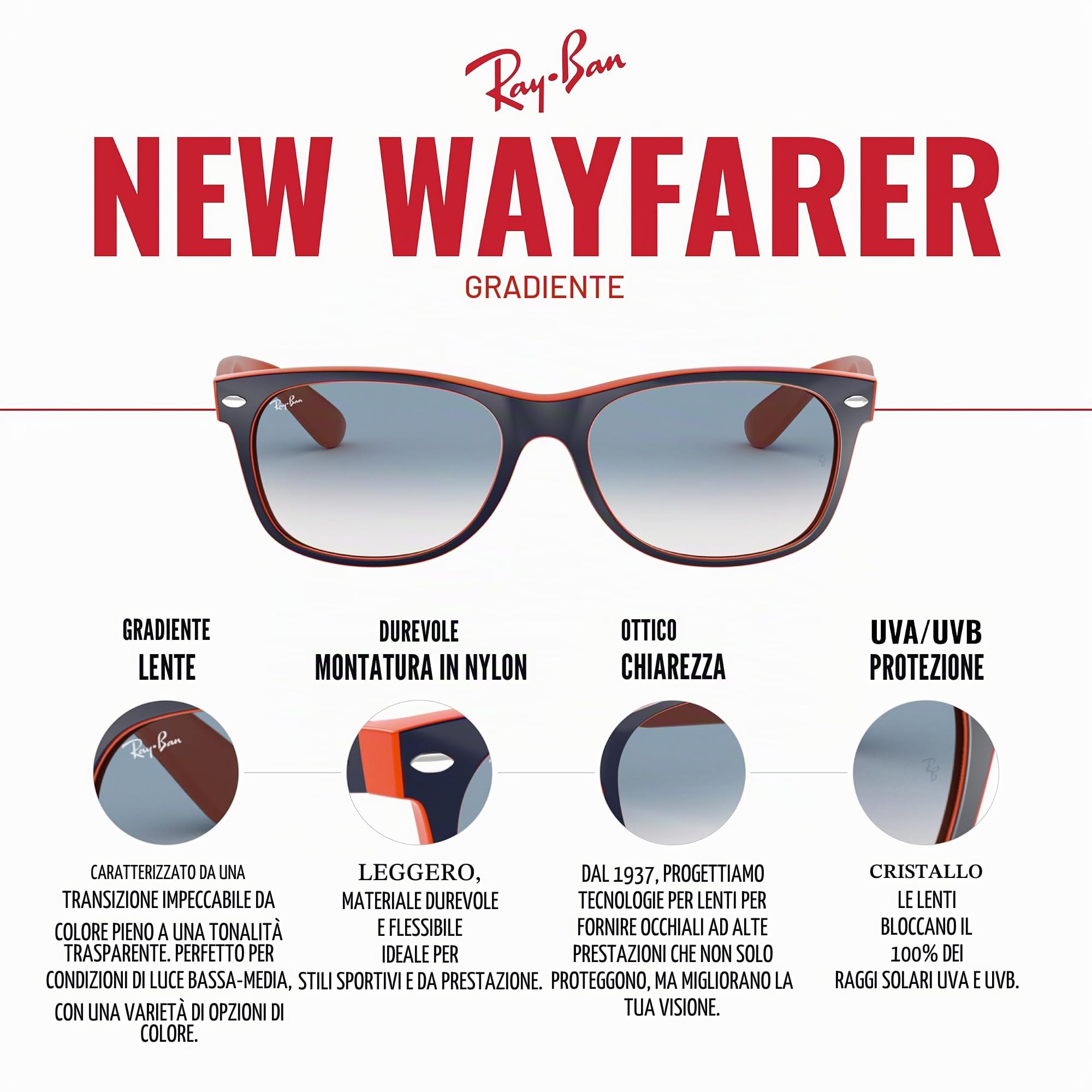 Ray-Ban New Wayfarer, Occhiali da sole, unisex
