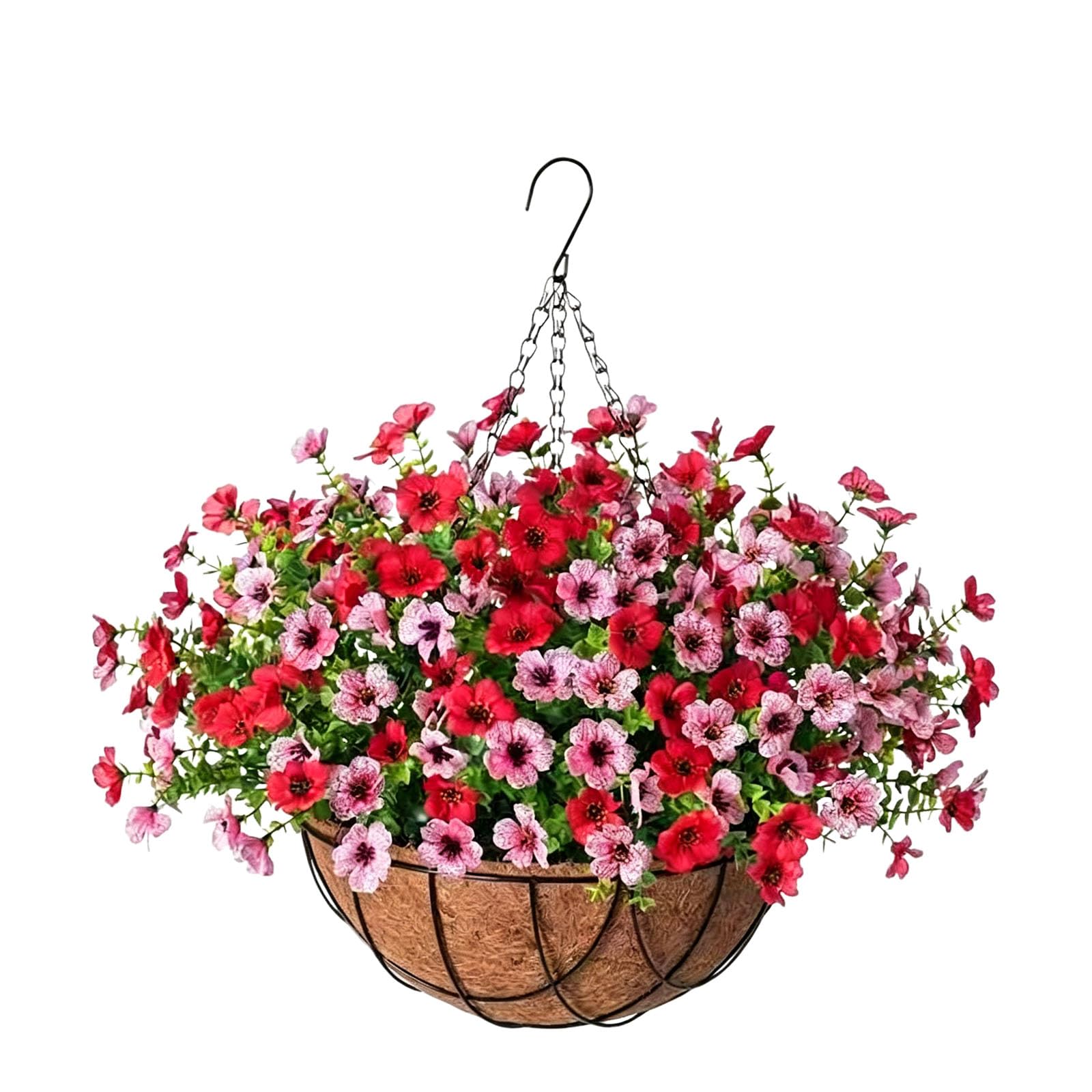 Zoocco H Realistic Artificial Anging Baskets Outdoor, Artificial Plants Outdoor, Fake Flowers For Garden Patio Balcony (H)