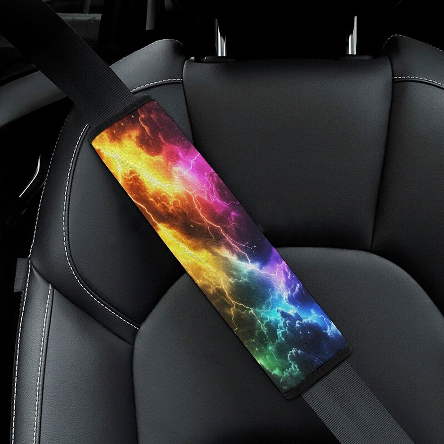 Colorful Thunder Car Seat Strap Covers Soft Seat Strap Shoulder Pads Seatbelt Covers for All Car Seats 2PCS
