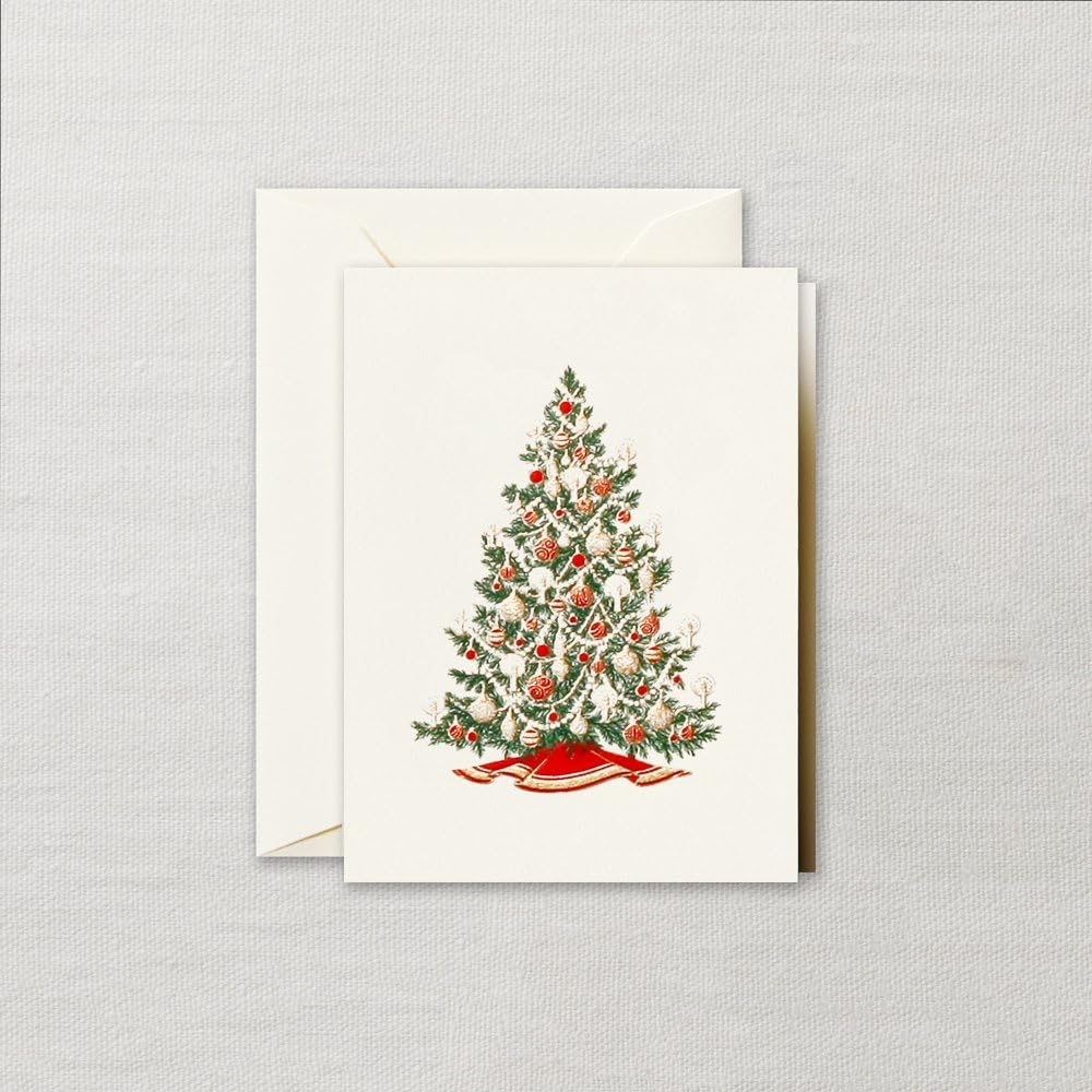 Crane Engraved Christmas Tree Gift Enclosure Card, Set of 16 Enclosures
