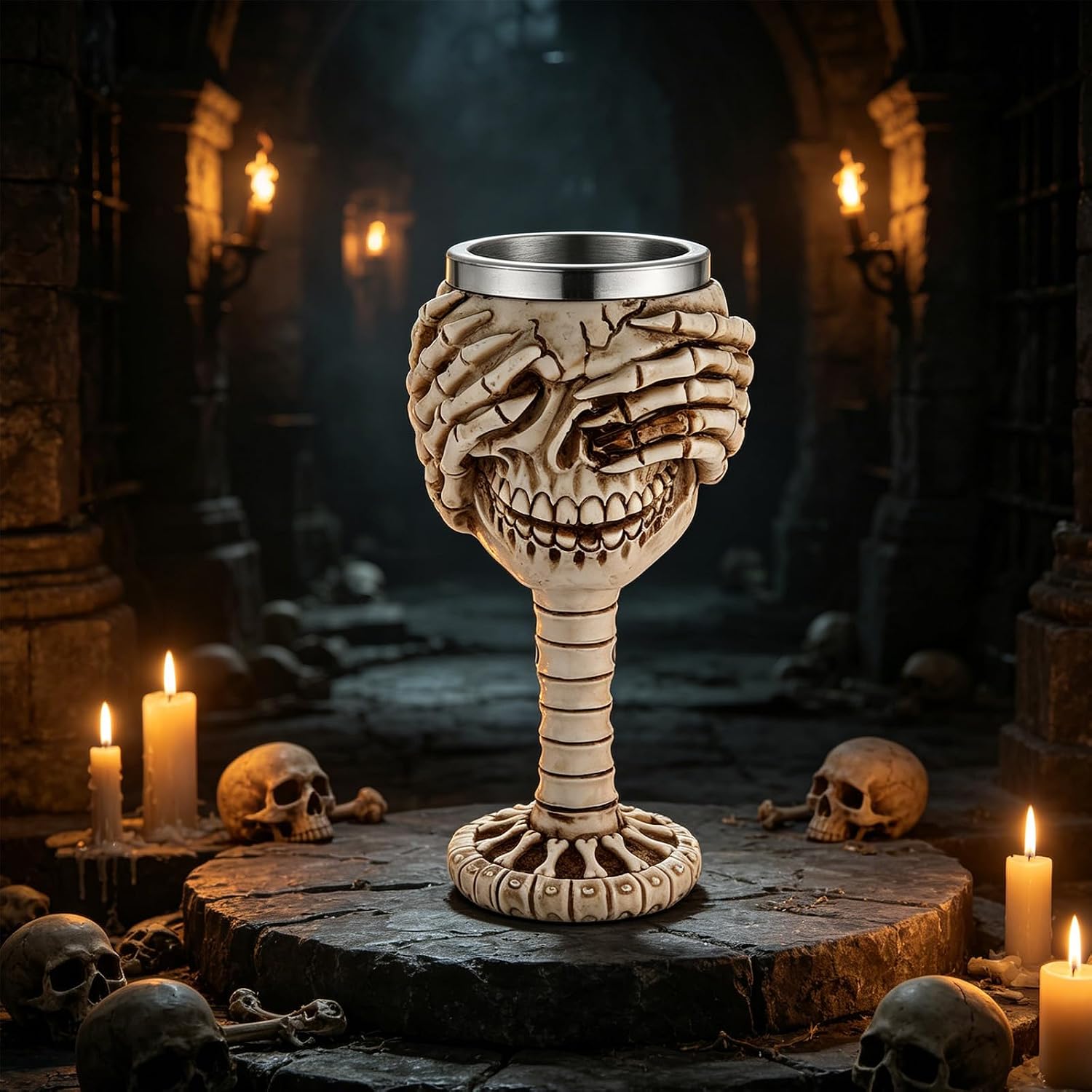 AsAlways Stainless Steel Skull Goblet Viking Gothic Beer Mug