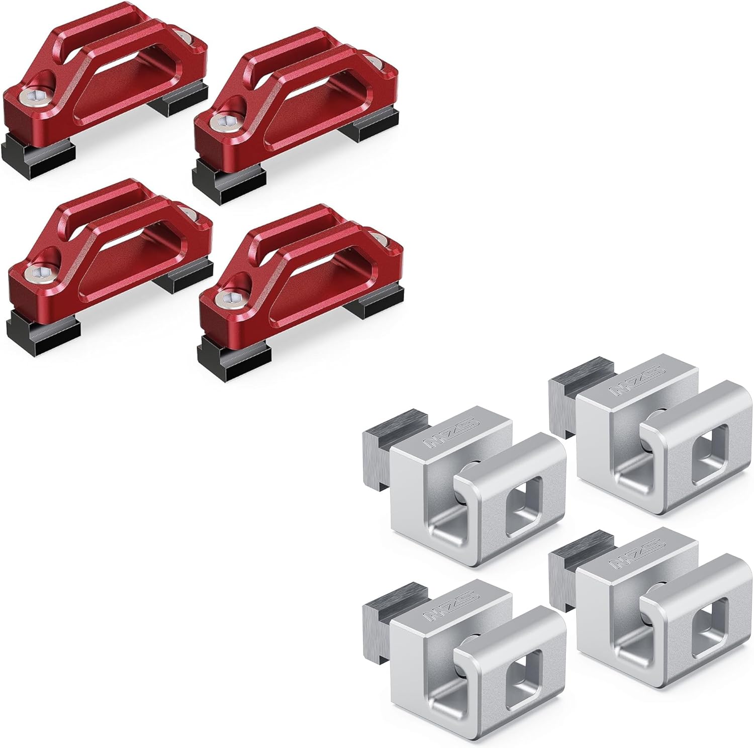 MZS Tacoma/Tundra/Gladiator Tie Down Anchors, Bed Cleats T Slot Nuts for Truck Deck Rail System for Cargo Trailer, Replace PT278-35160 PT278-35112 PT278-35111 Red+ Silver,8Pcs