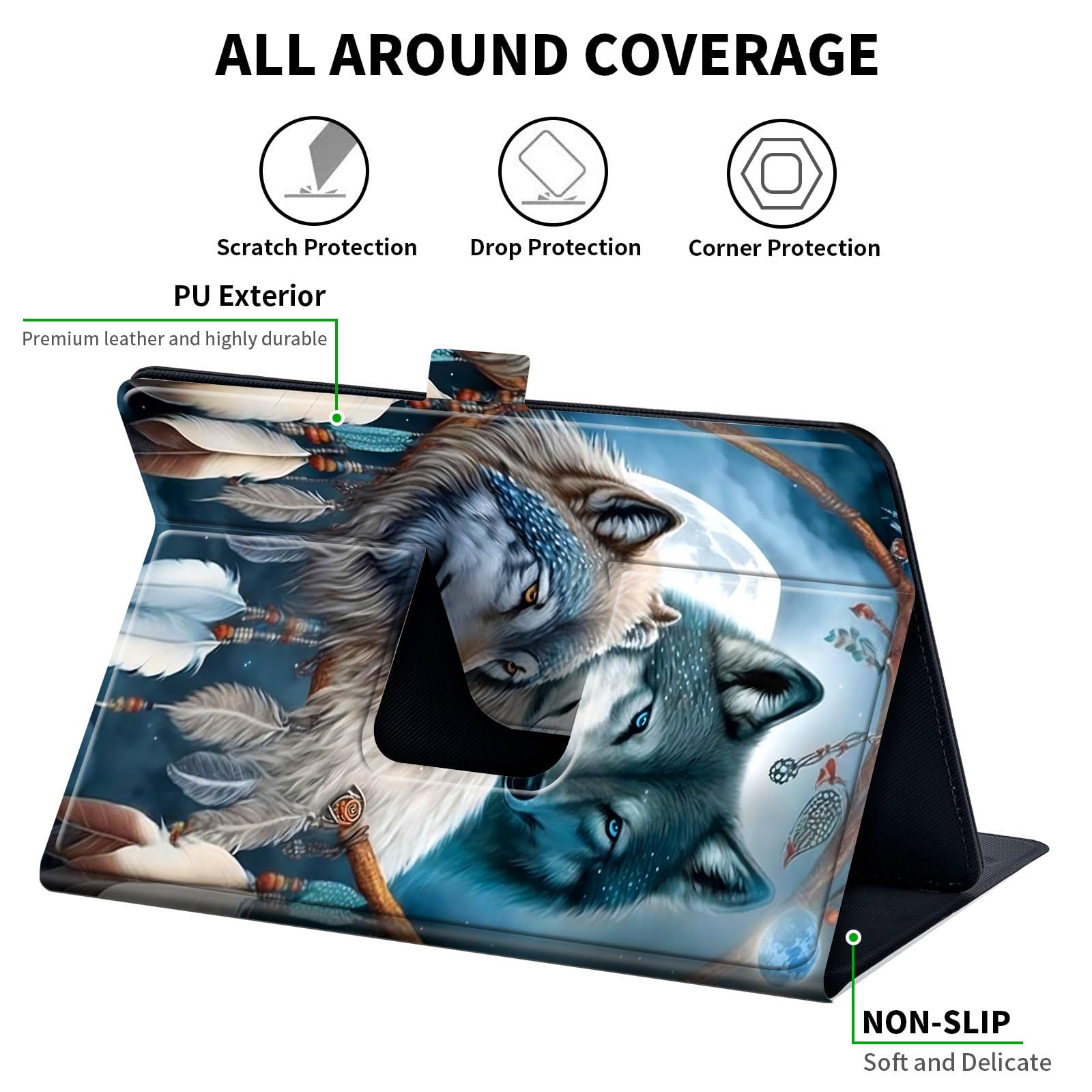 Custodia universale per tablet Android da 10 pollici da 10,1 pollici, rotazione a 360 gradi, in pelle, per iPad 9.7/10.2/10.5/Galaxy Tab 9-10.5 pollici/Fire HD10 e altri tablet da 9,0-10,5