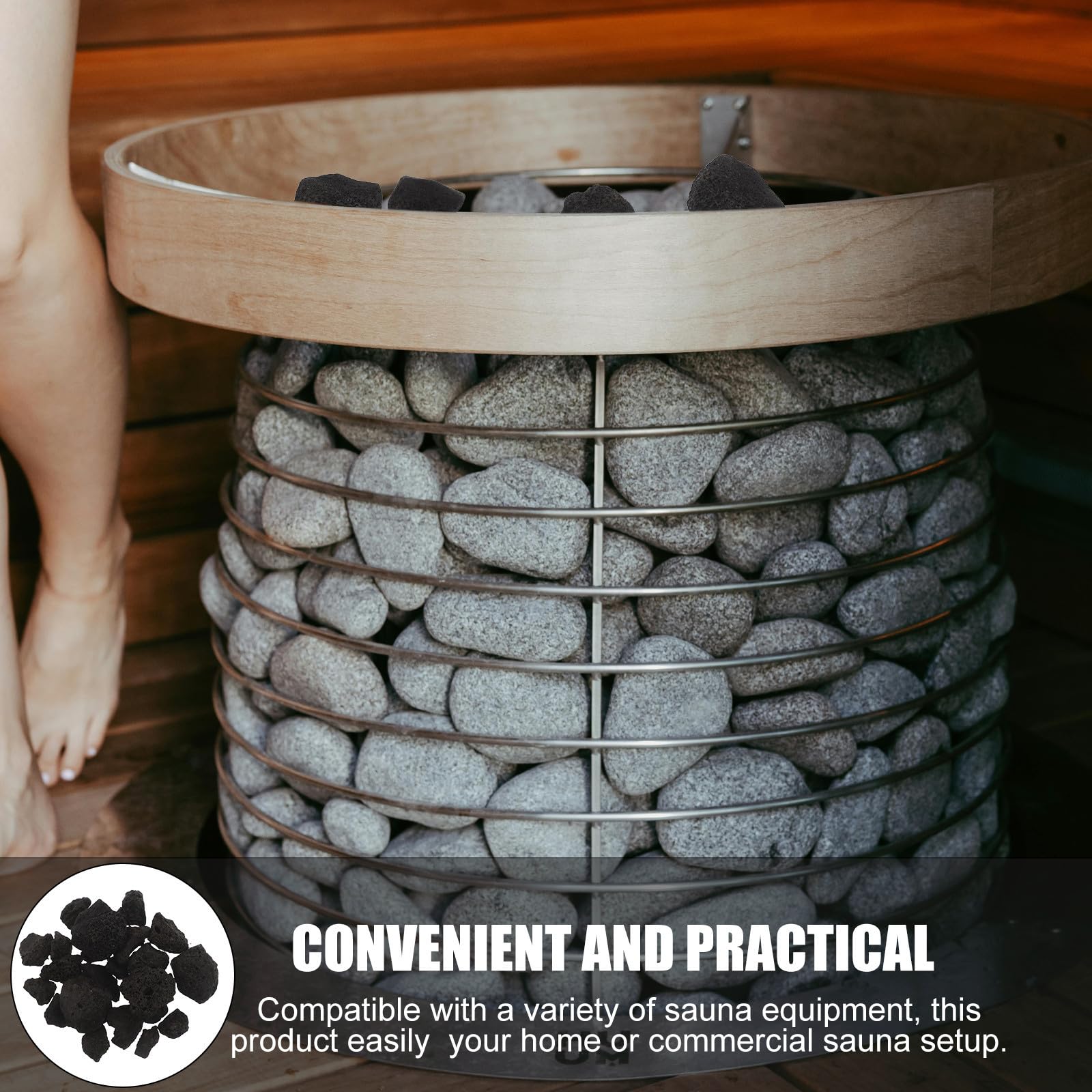 Toyvian Piedras Volcánicas para Sauna de Vapor 1kg Rápida Transferencia de Calor y Retención Térmica para Mantenimiento de Sauna Profesional
