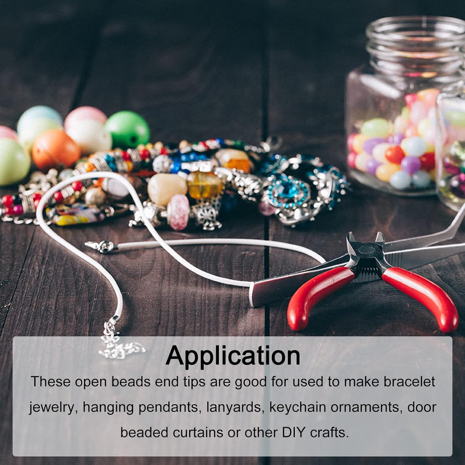 uxcell 200Pcs Crimp Beads Covers, 4mm Crimp Bead Knot Covers Round Open Beads End Tips for Jewelry Making DIY, Gold - Image 3