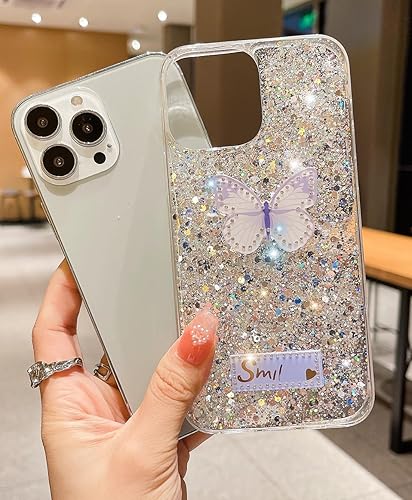Miniatura 7 de Funda de lujo para Samsung Galaxy S23 Ultra 5G con diseño de mariposa 3D brillante y suave y delgada de silicona brillante para mujeres y niñas,