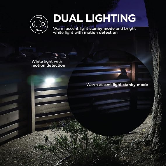 Home Zone Security Motion Sensor Outdoor Light - Solar Light Outdoor Dual Lighting Mode Wall Mounted Accent and Flood Light, 2-Pack, Black, ELI1072G