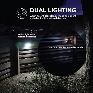 Home Zone Security Motion Sensor Outdoor Light - Solar Light Outdoor Dual Lighting Mode Wall Mounted Accent and Flood Light, 2-Pack, Black, ELI1072G