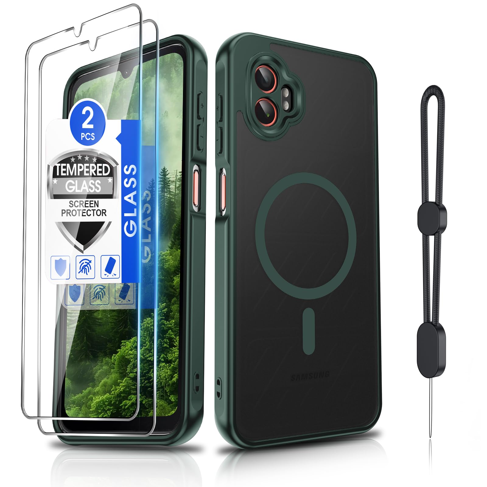 Dizn Matte Case for Samsung Galaxy XCover 7 Pro: Fit for MagSafe,Green