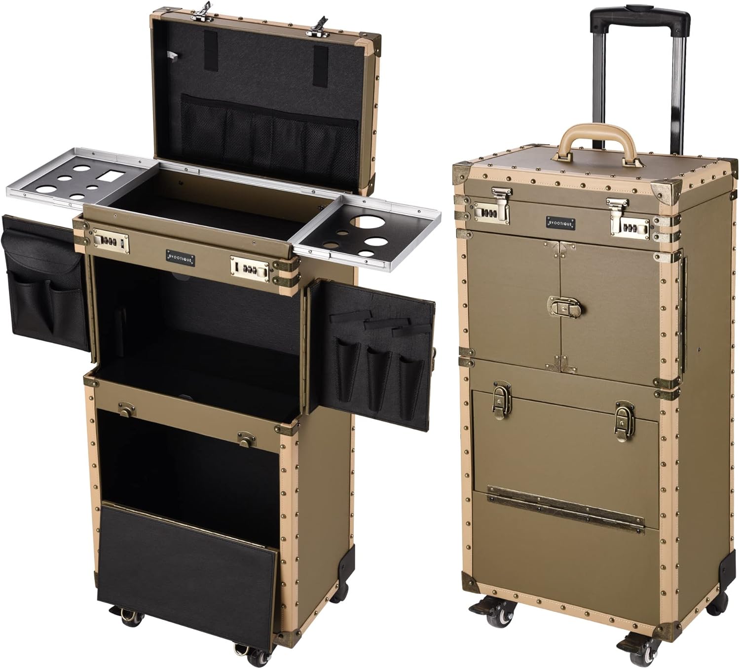 BYOOTIQUE Rolling 15x11x33" Makeup Stylist Train Case Hair