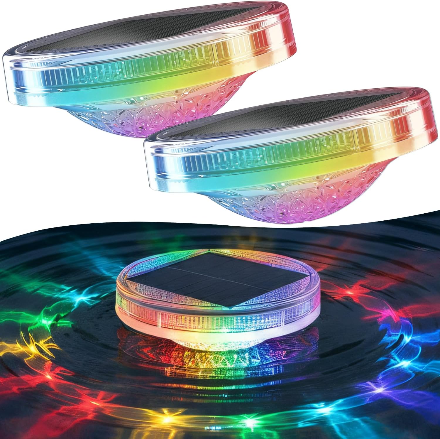 SIEDiNLAR Solar Floating Pool Lights with Remote, 12 Modes RGB Color Changing Solar Powered Pool Lights, Waterproof Floating Lights for Swimming Pool, Pond, Fountain, Backyard & Party Decor (4 Pack)
